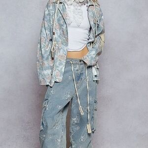 POL Light Wash Embroidered Butterfly Boyfriend Jeans
